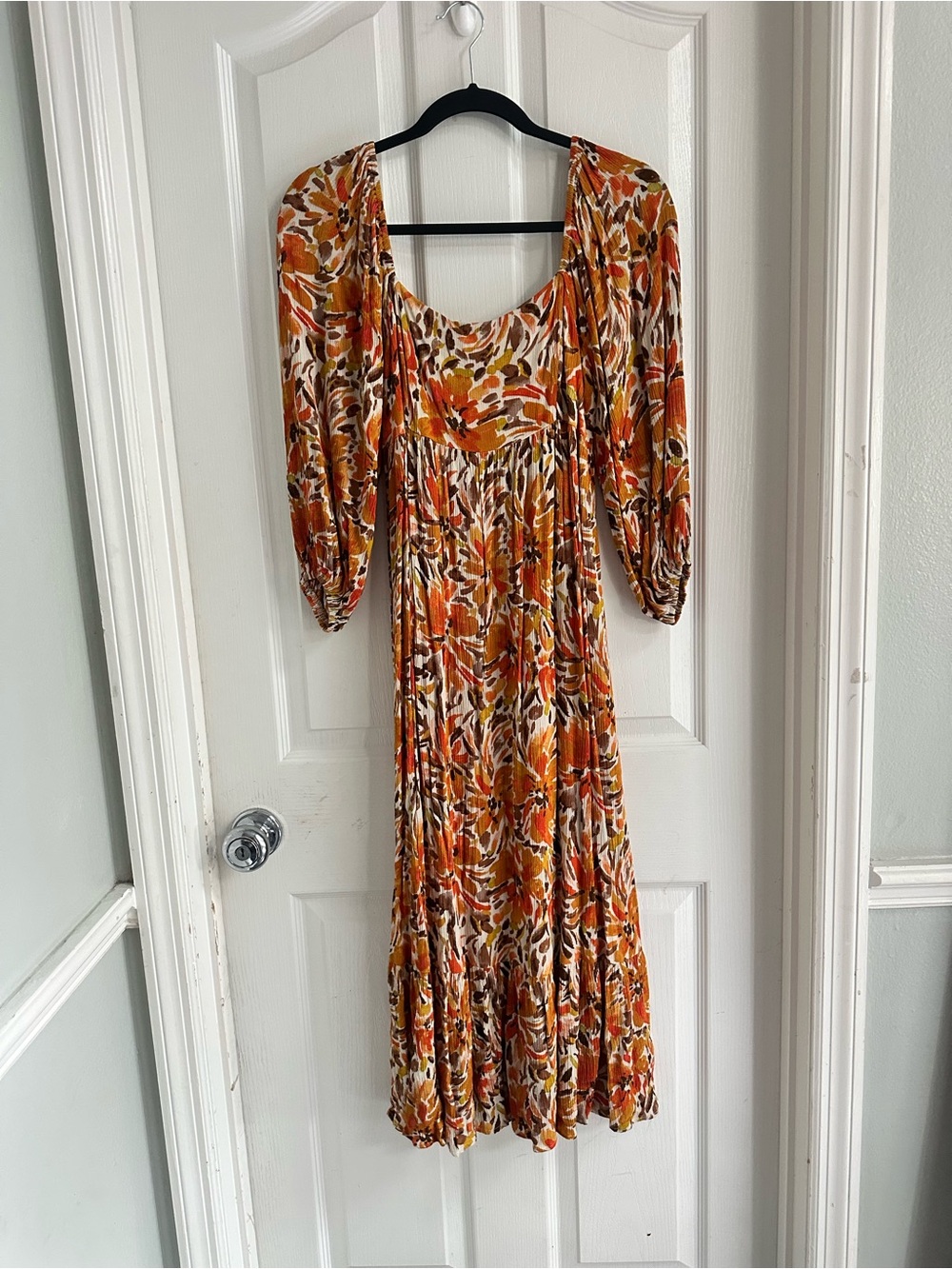 Carly Jean Los Angeles CJLA Women’s Floral Maxi Dress in Orange and Brown